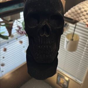 Source Unknown Black Skull Sculpture